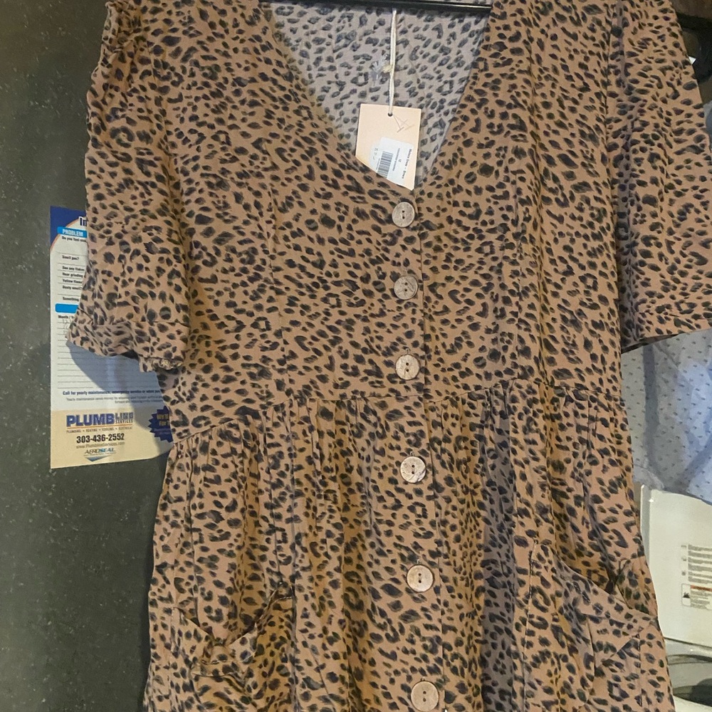 SAS women’s  Leopard Print Button-Front Dress - Brown